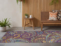 8 Runner Purple Paisley Washable Non Skid Indoor Outdoor Runner Rug
