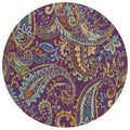 8 Round Purple Round Paisley Washable Non Skid Indoor Outdoor Area Rug
