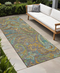 8 Runner Taupe Paisley Washable Non Skid Indoor Outdoor Runner Rug