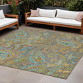10 X 14 Taupe Paisley Washable Non Skid Indoor Outdoor Area Rug