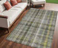 5 X 8 Gray Plaid Washable Non Skid Indoor Outdoor Area Rug