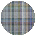 8 Round Green Round Plaid Washable Non Skid Indoor Outdoor Area Rug