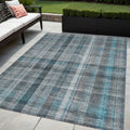 5 X 8 Teal Plaid Washable Non Skid Indoor Outdoor Area Rug