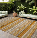 9 X 12 Brown and Orange Striped Washable Non Skid Indoor Outdoor Area Rug