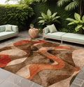 9 X 12 Chocolate Abstract Washable Non Skid Indoor Outdoor Area Rug