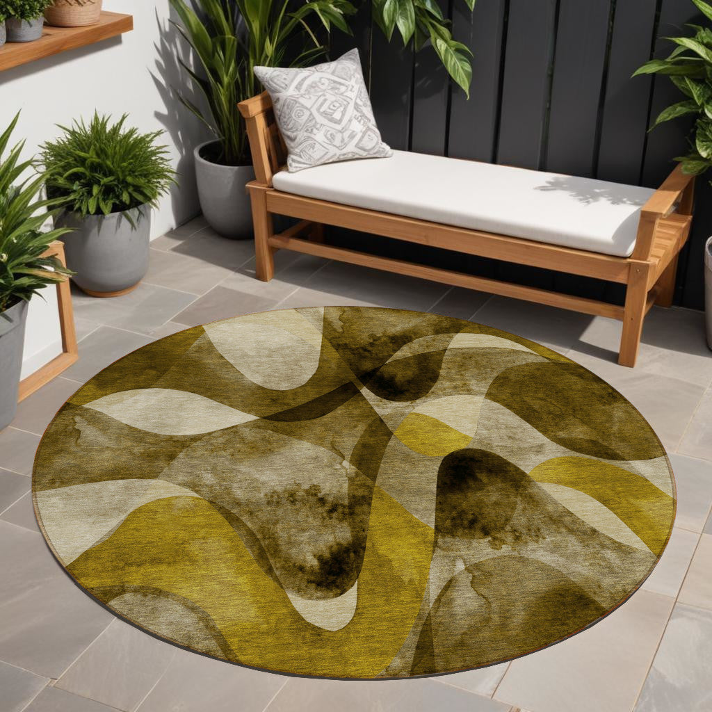 8 Round Coffee Round Abstract Washable Non Skid Indoor Outdoor Area Rug
