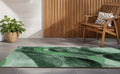 8 Runner Fern Green Abstract Washable Non Skid Indoor Outdoor Runner Rug