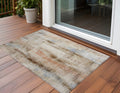 2 X 3 Beige and Brown Washable Non Skid Indoor Outdoor Area Rug