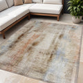 5 X 8 Beige and Brown Washable Non Skid Indoor Outdoor Area Rug