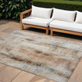9 X 12 Beige and Brown Washable Non Skid Indoor Outdoor Area Rug