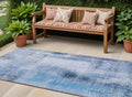 8 Runner Blue Washable Non Skid Indoor Outdoor Runner Rug