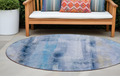 8 Round Blue Round Washable Non Skid Indoor Outdoor Area Rug