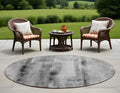8 Round Gray Round Washable Non Skid Indoor Outdoor Area Rug