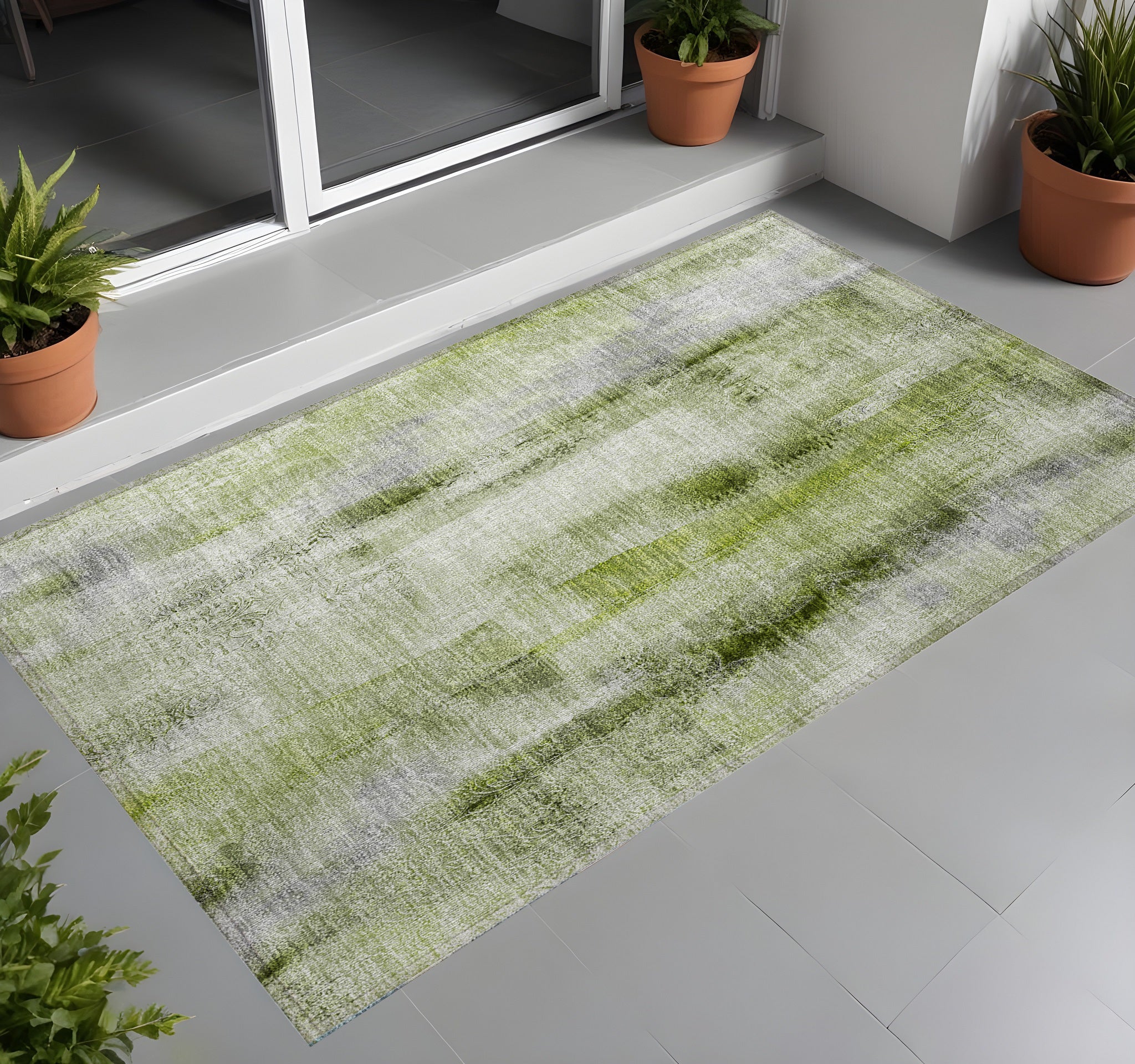3 X 5 Sage Washable Non Skid Indoor Outdoor Area Rug