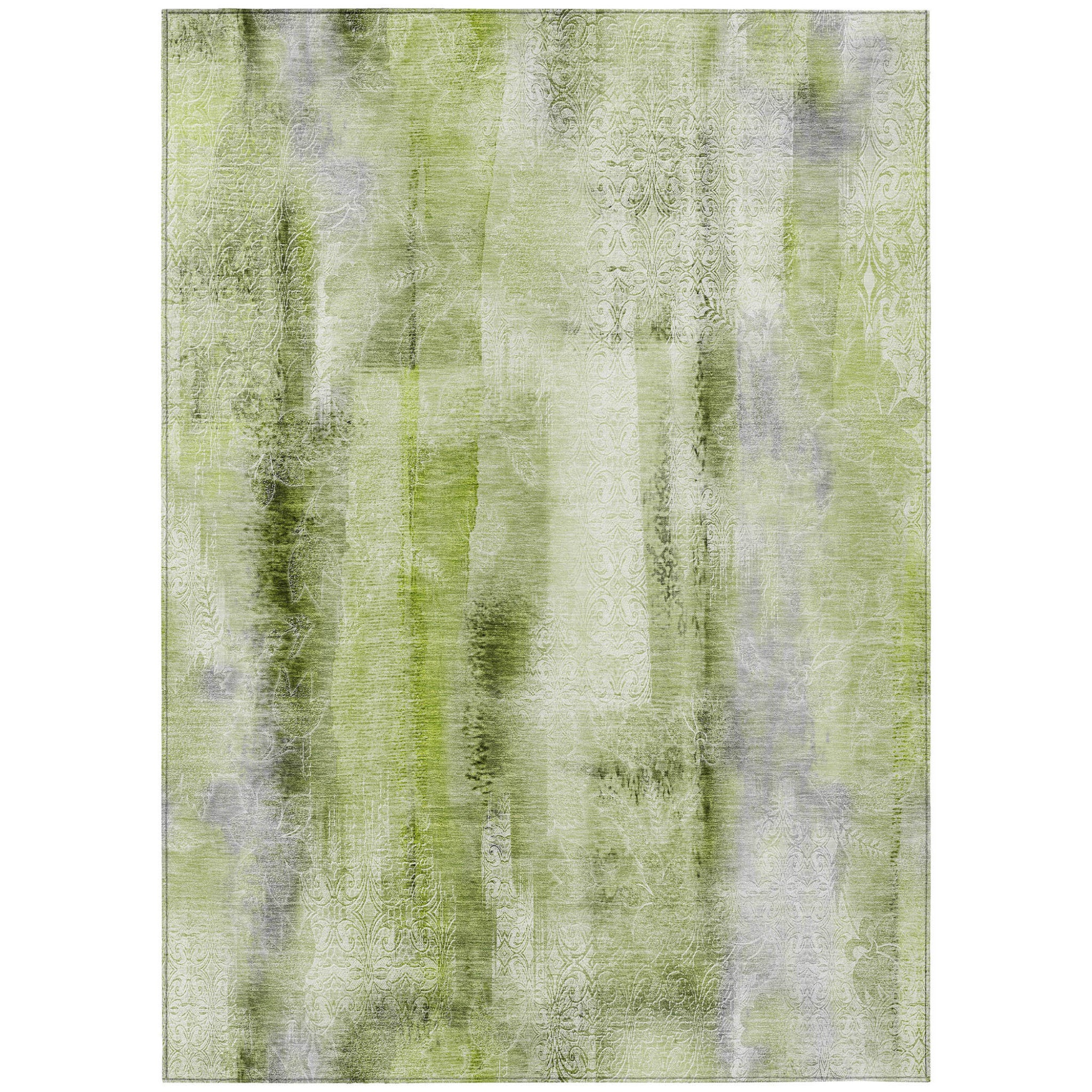 5 X 8 Sage Washable Non Skid Indoor Outdoor Area Rug