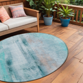 8 Round Teal Round Washable Non Skid Indoor Outdoor Area Rug