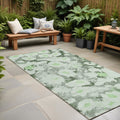 8 Runner Artichoke Green Floral Washable Non Skid Indoor Outdoor Runner Rug