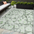 5 X 8 Artichoke Green Floral Washable Non Skid Indoor Outdoor Area Rug
