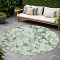 8 Round Artichoke Green Round Floral Washable Non Skid Indoor Outdoor Area Rug