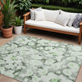 9 X 12 Artichoke Green Floral Washable Non Skid Indoor Outdoor Area Rug