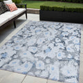 5 X 8 Denim Blue Floral Washable Non Skid Indoor Outdoor Area Rug
