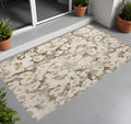 2 X 3 Khaki Floral Washable Non Skid Indoor Outdoor Area Rug