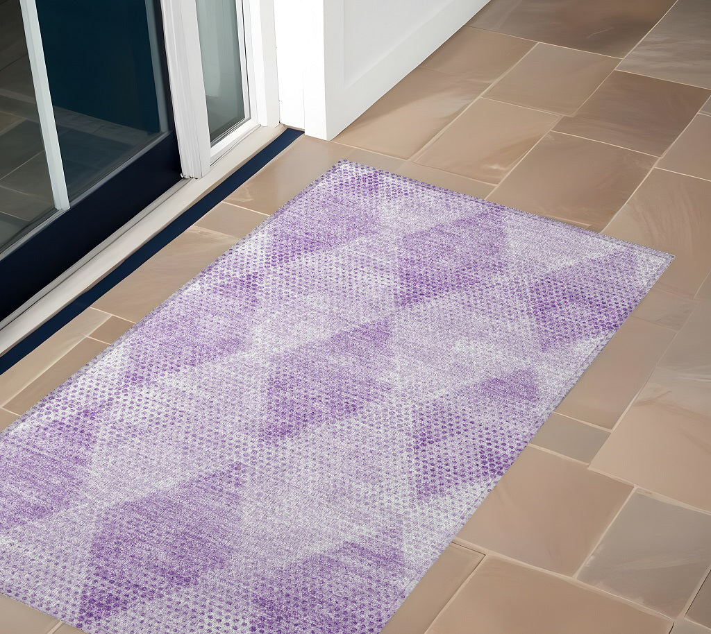 2 X 3 Lavender Geometric Washable Non Skid Indoor Outdoor Area Rug