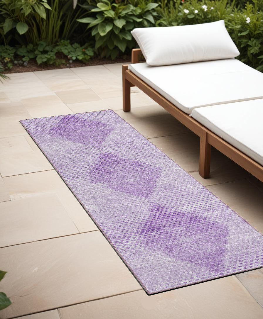8 Runner Lavender Geometric Washable Non Skid Indoor Outdoor Runner Rug