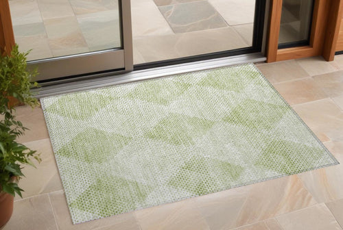 3 X 5 Mint Green Geometric Washable Non Skid Indoor Outdoor Area Rug