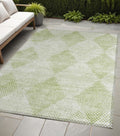5 X 8 Mint Green Geometric Washable Non Skid Indoor Outdoor Area Rug