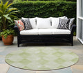 8 Round Mint Green Round Geometric Washable Non Skid Indoor Outdoor Area Rug