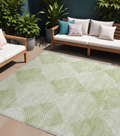 9 X 12 Mint Green Geometric Washable Non Skid Indoor Outdoor Area Rug
