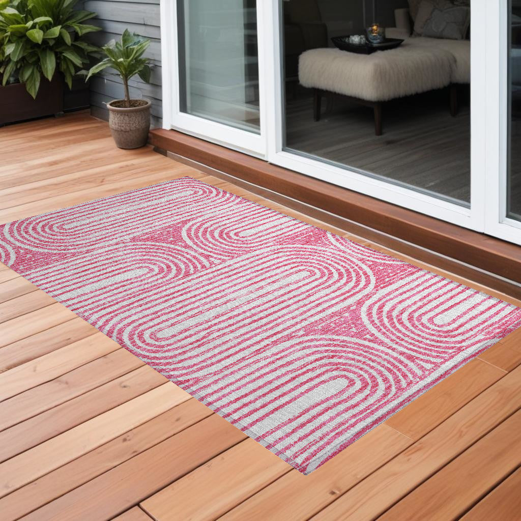2 X 3 Blush Abstract Washable Non Skid Indoor Outdoor Area Rug