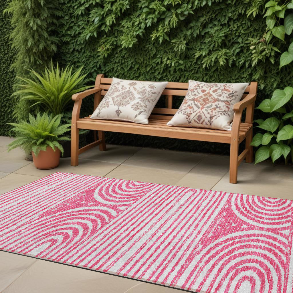 8 Runner Blush Abstract Washable Non Skid Indoor Outdoor Runner Rug
