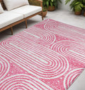 5 X 8 Blush Abstract Washable Non Skid Indoor Outdoor Area Rug