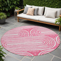8 Round Blush Round Abstract Washable Non Skid Indoor Outdoor Area Rug