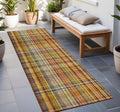 8 Runner Orange Plaid Washable Non Skid Indoor Outdoor Runner Rug