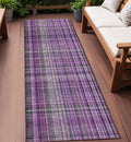 8 Runner Purple Plaid Washable Non Skid Indoor Outdoor Runner Rug