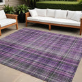 8 X 10 Purple Plaid Washable Non Skid Indoor Outdoor Area Rug