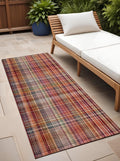 8 Runner Red Plaid Washable Non Skid Indoor Outdoor Runner Rug