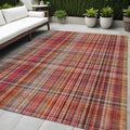 5 X 8 Red Plaid Washable Non Skid Indoor Outdoor Area Rug