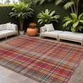 9 X 12 Red Plaid Washable Non Skid Indoor Outdoor Area Rug