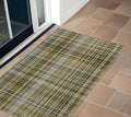 3 X 5 Taupe Plaid Washable Non Skid Indoor Outdoor Area Rug