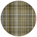 8 Round Taupe Round Plaid Washable Non Skid Indoor Outdoor Area Rug