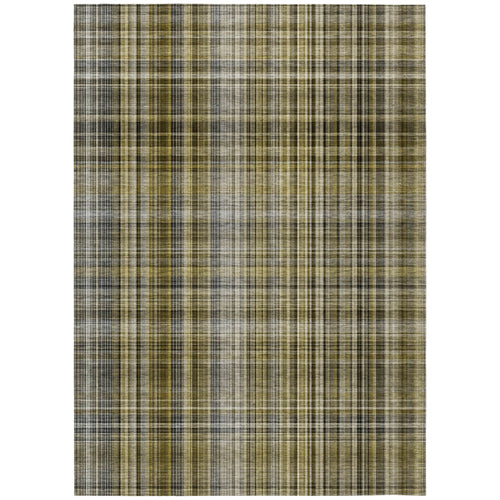 10 X 14 Taupe Plaid Washable Non Skid Indoor Outdoor Area Rug