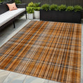 5 X 8 Terra Cotta Plaid Washable Non Skid Indoor Outdoor Area Rug