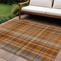 10 X 14 Terra Cotta Plaid Washable Non Skid Indoor Outdoor Area Rug
