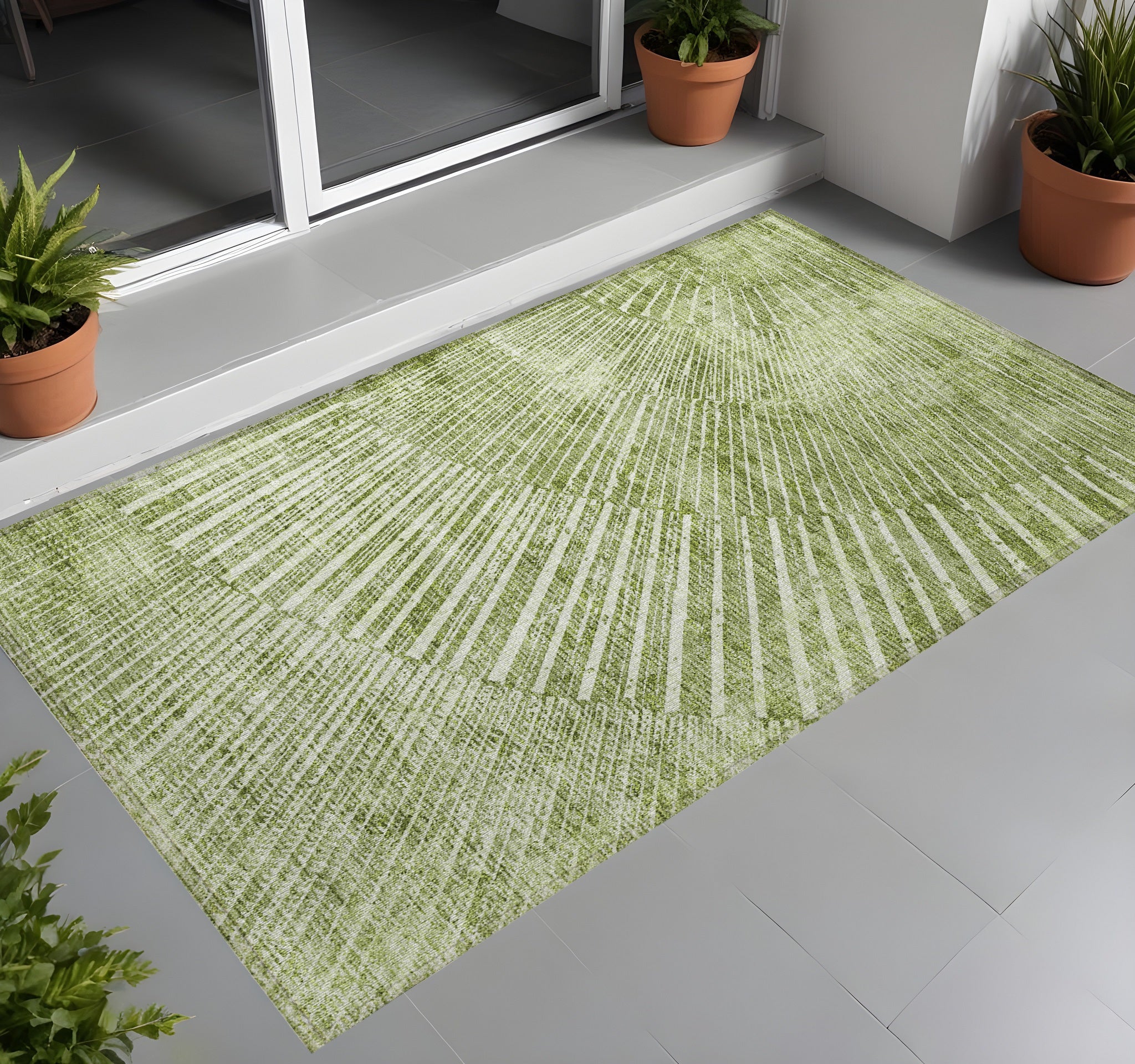 2 X 3 Sage Abstract Washable Non Skid Indoor Outdoor Area Rug