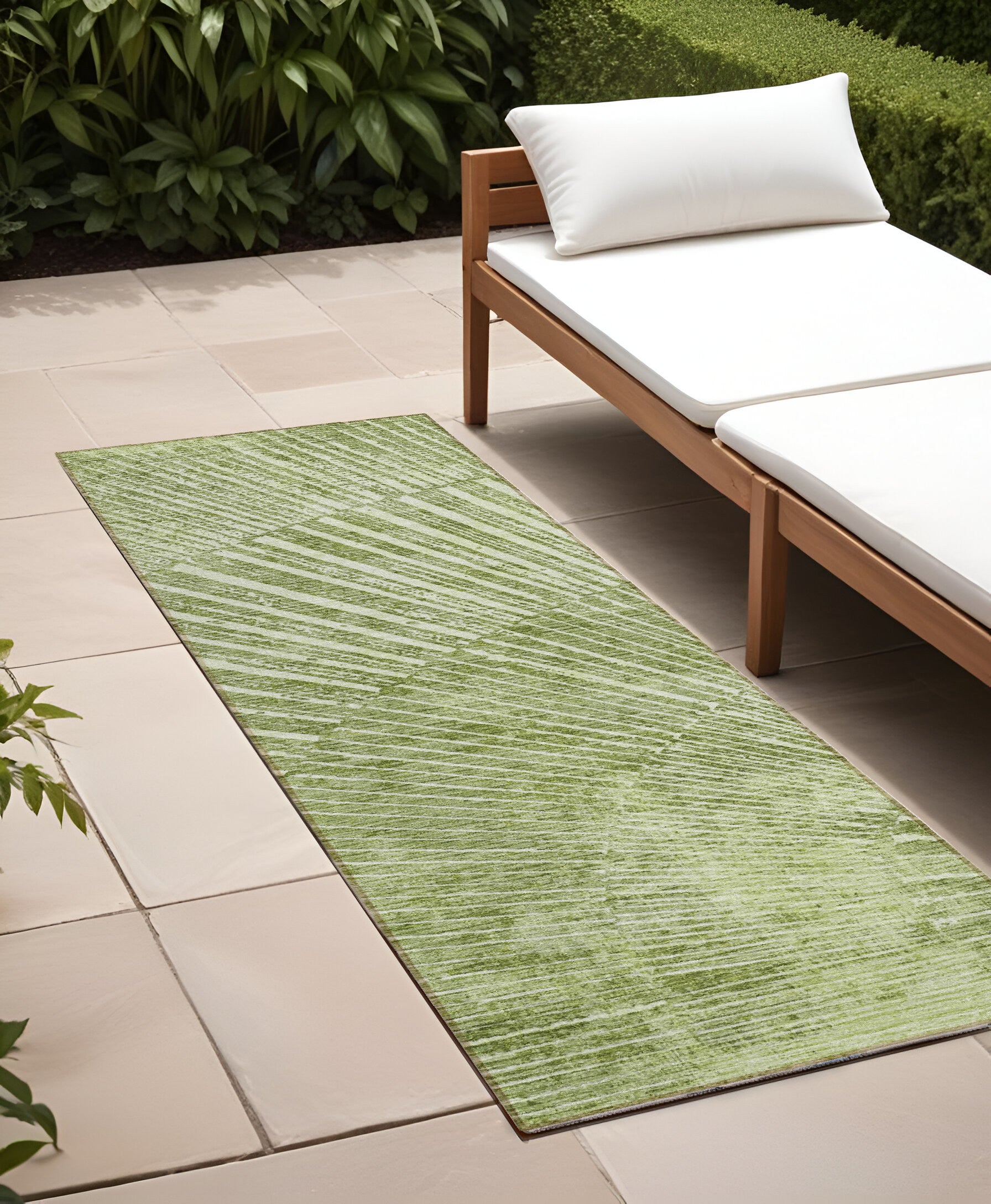 8 Runner Sage Abstract Washable Non Skid Indoor Outdoor Runner Rug