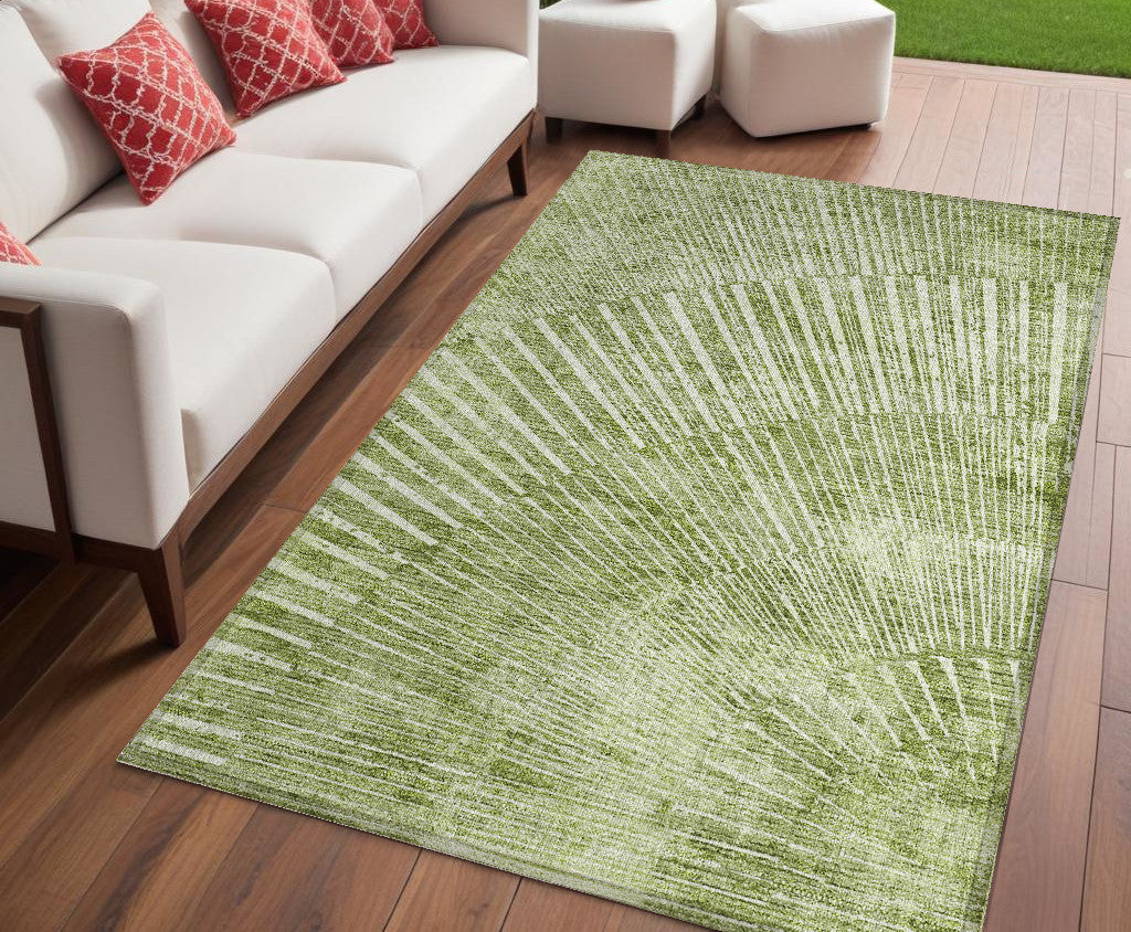 5 X 8 Sage Abstract Washable Non Skid Indoor Outdoor Area Rug